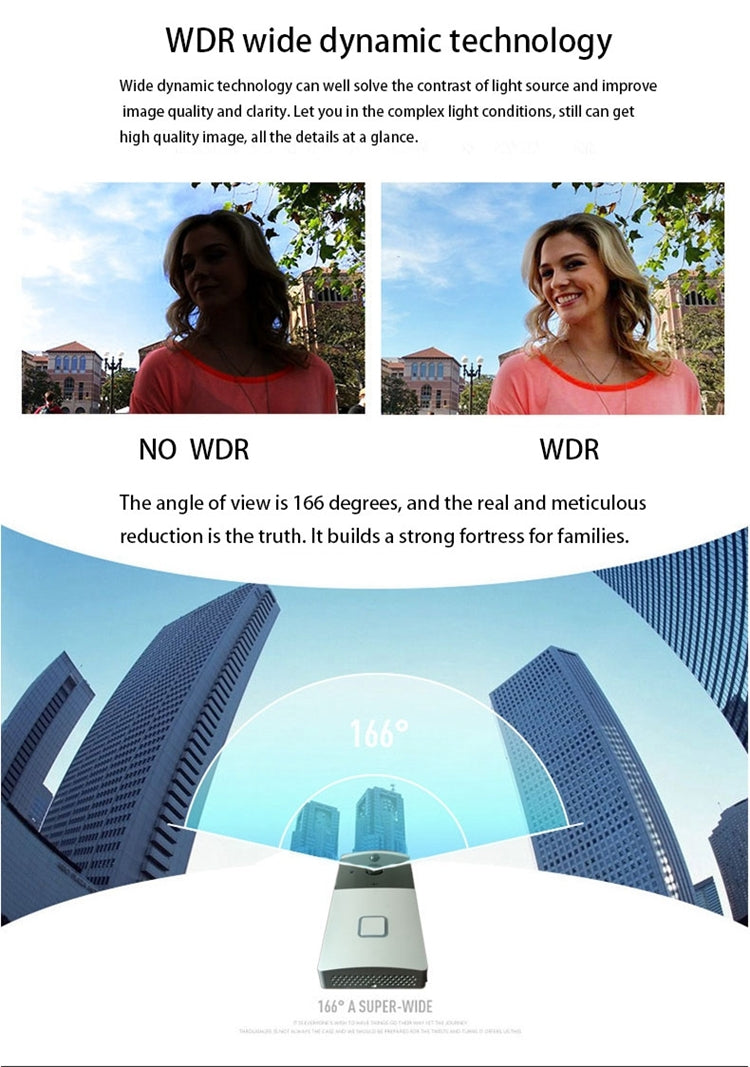 VESAFE Home VS-M2 HD 720P Security Camera Smart WiFi Video Doorbell Intercom, Support TF Card & Night Vision & PIR Detection APP for IOS and Android, VS-M2 VESAFE Home VS-M2 HD 720P Security Camera Smart WiFi Video Doorbell Intercom, Support TF Card & Night Vision & PIR Detection APP for IOS and Android, VS-M2